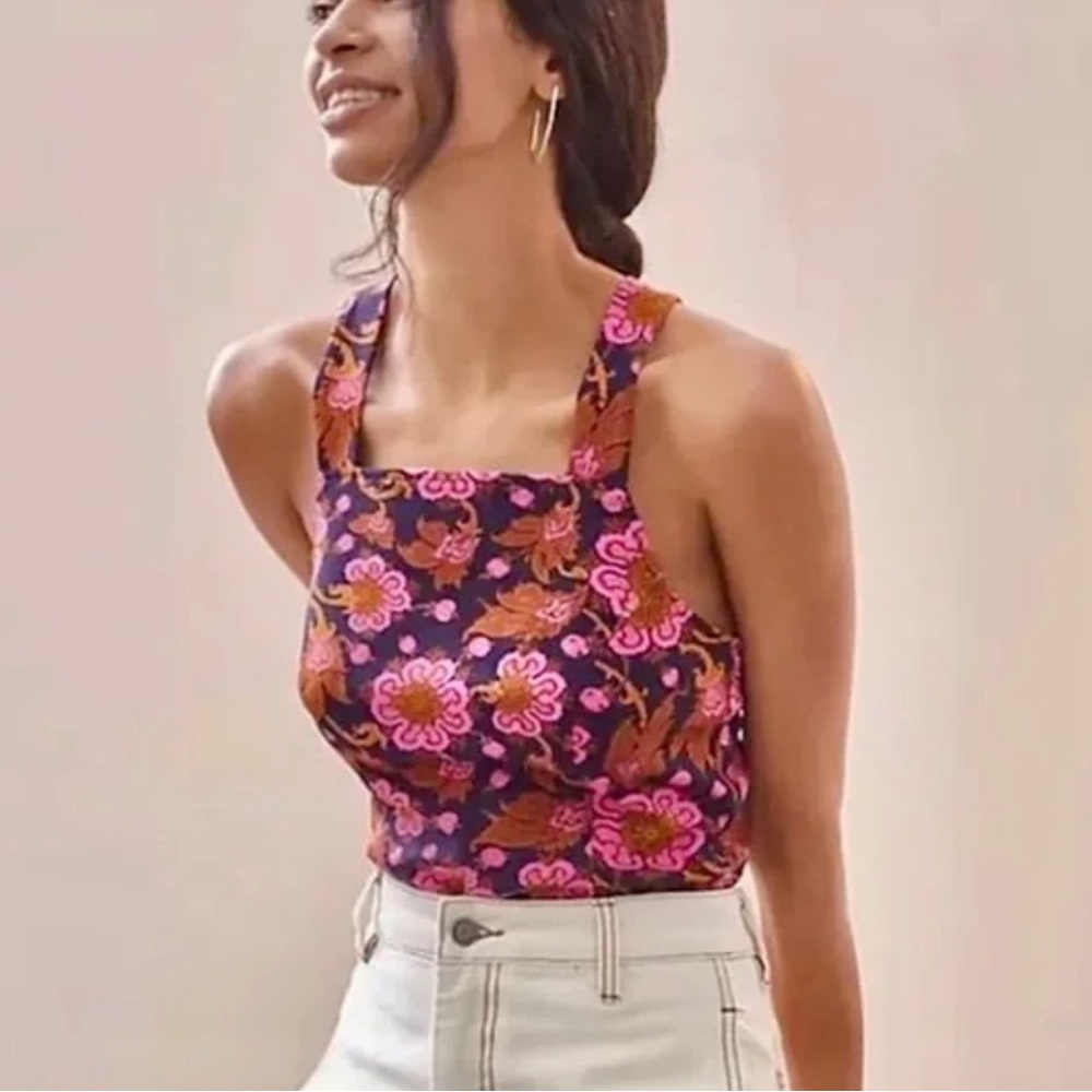 Anthropologie Porridge Floral Pink and‎ Purple Women's Top Tank XS